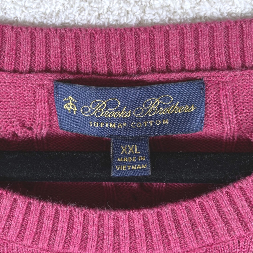 brooks brothers cable knit supima cotton sweater mens XXL crewneck old money - Picture 4 of 9
